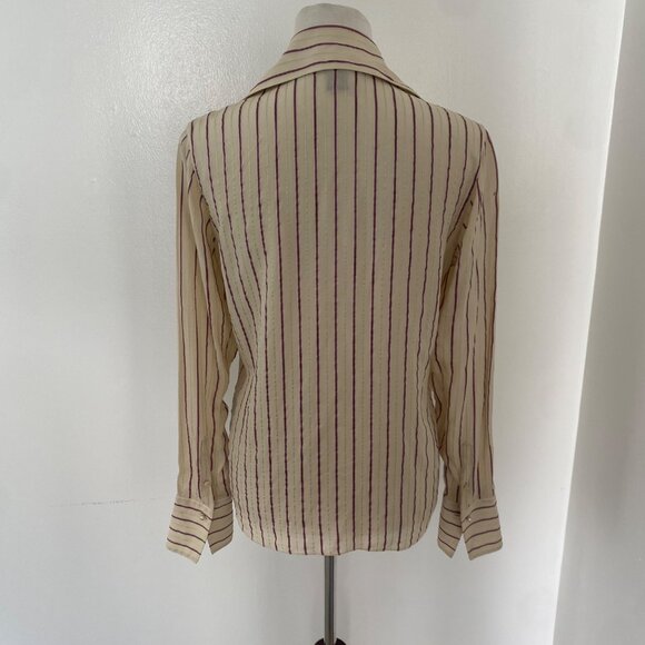 Ralph Lauren Black Label Silk Blouse Shirt Top Striped French Cuffs - Picture 8 of 12